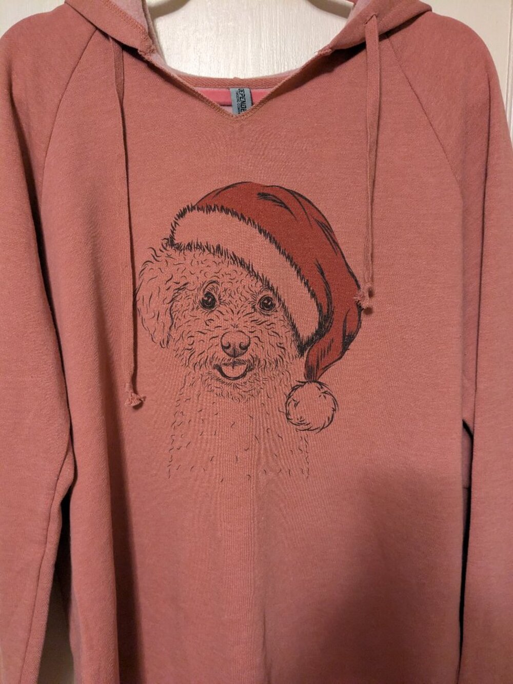 Bichon Frise and Santa hat - Cali Wave Hooded Sweatshirt size XL